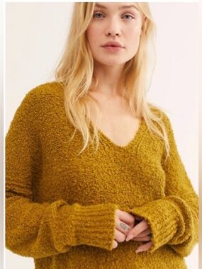 Free People Finders Keepers Moss Green Cozy Sweater
